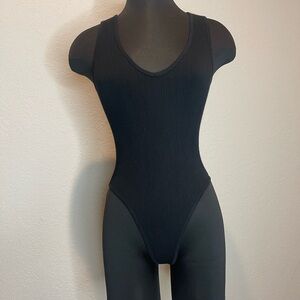 Black Ribbed Bodysuit
